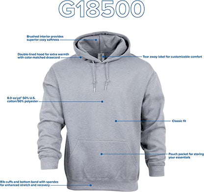 Gildan Adult Fleece Hooded Sweatshirt, Style G18500, Sport Grey