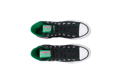 Converse Chuck Taylor All Star See Beyond High Top Canvas Sneaker, Black/Green/Prime Pink (Women)