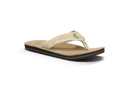 Sanuk Men's Fraid Not Flip Flops, Natural