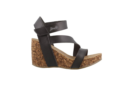 Blowfish Malibu Women's Hapuku Wedge Sandals, Black Dyecut