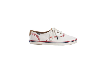 Keds Women's Champion Pennant Baseball Leather Sneaker, White