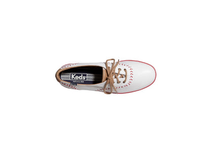 Keds Women's Champion Pennant Baseball Leather Sneaker, White