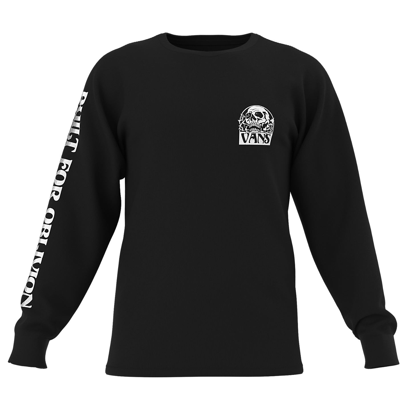 Vans Men's Long Sleeve T-Shirt, (Oblivion Skull) Black