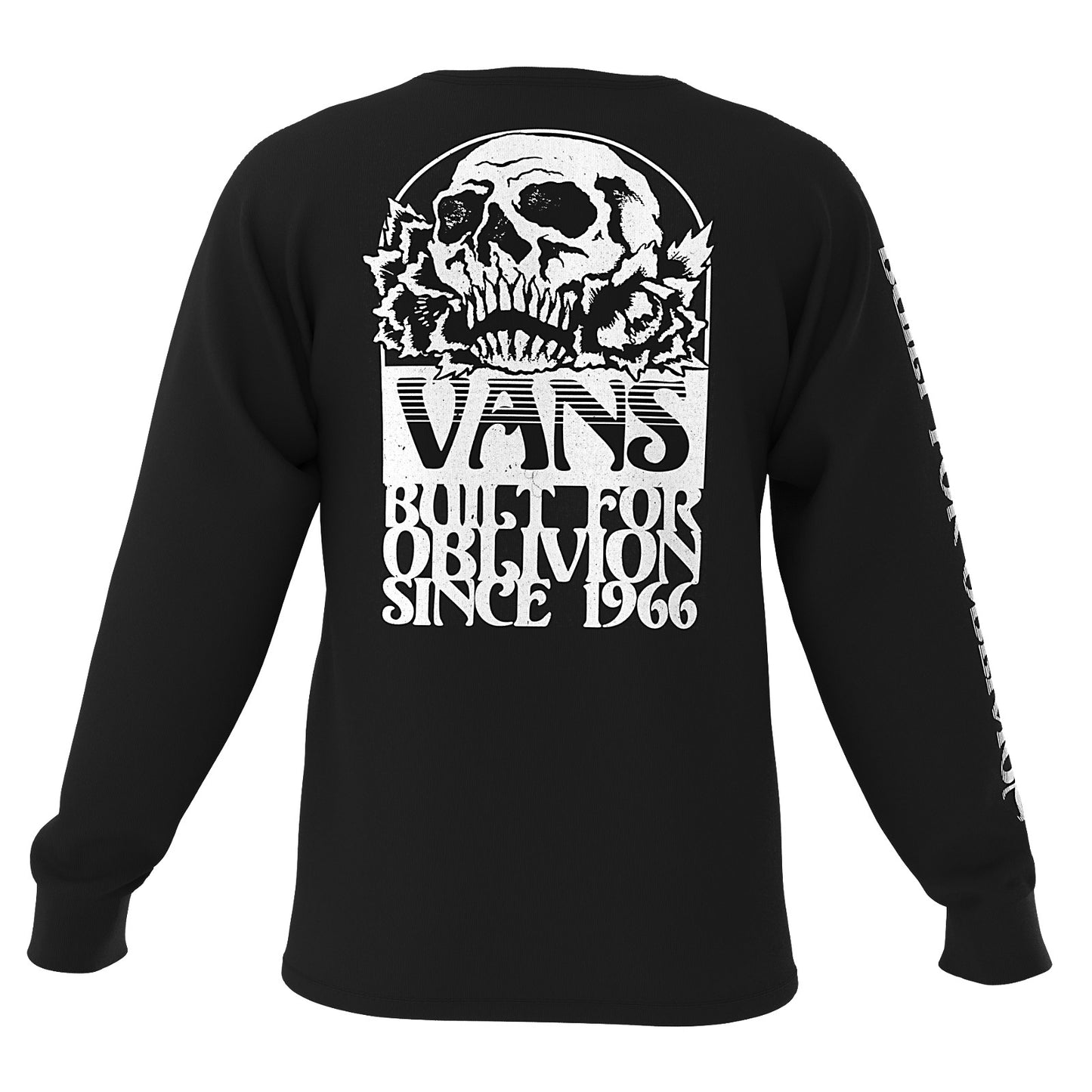 Vans Men's Long Sleeve T-Shirt, (Oblivion Skull) Black