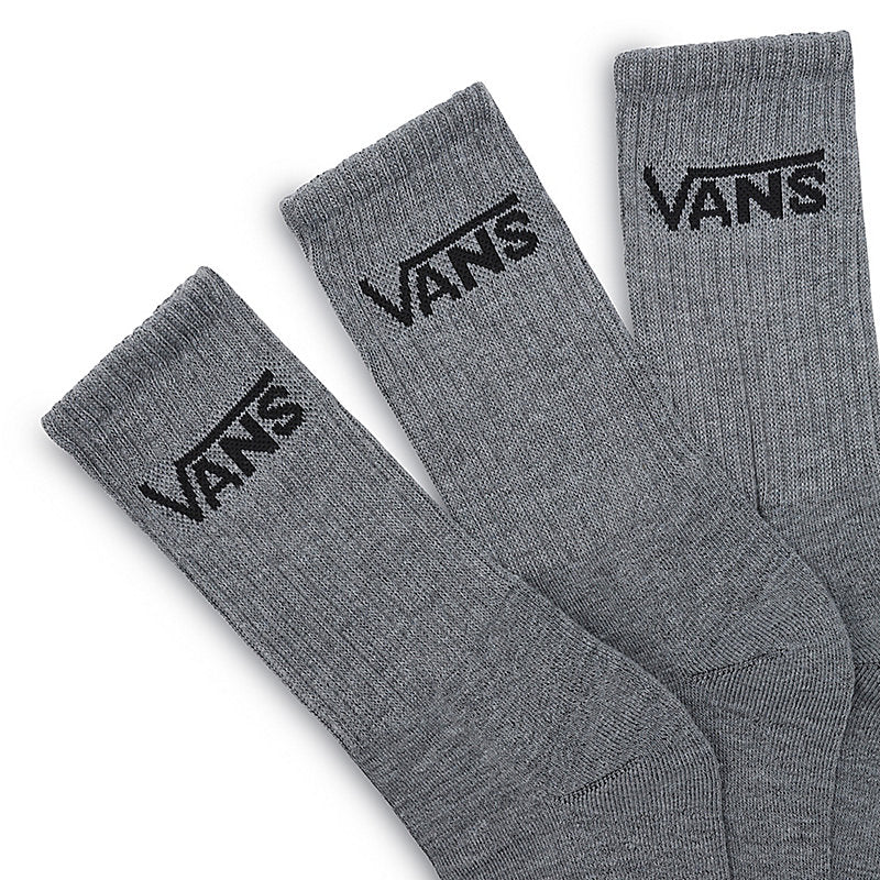 Vans Men's Classic Crew Socks (3 Pairs), Gray Heather