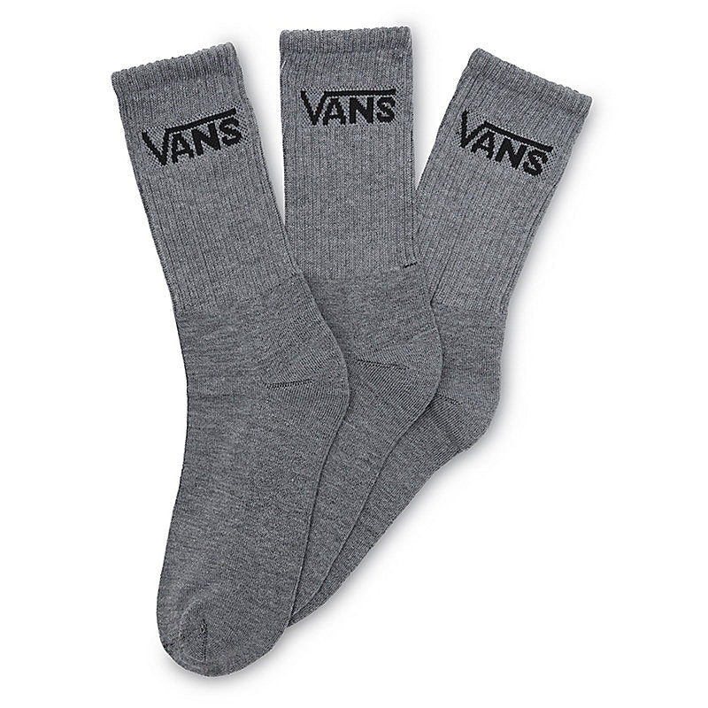 Vans Men's Classic Crew Socks (3 Pairs), Gray Heather