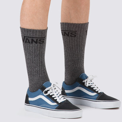 Vans Men's Classic Crew Socks (3 Pairs), Black Heather