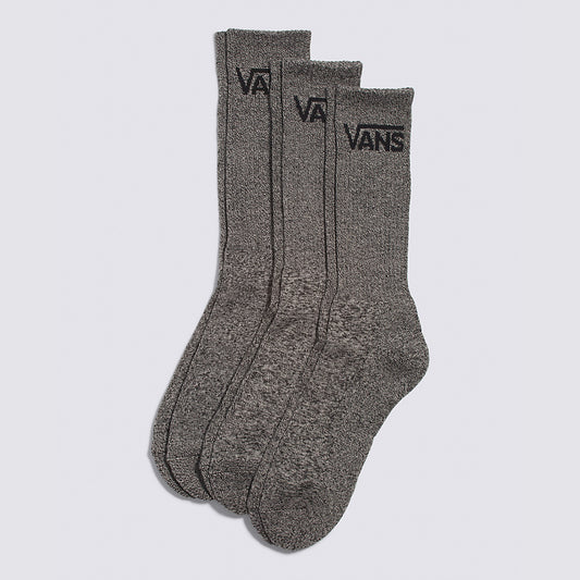 Vans Men's Classic Crew Socks (3 Pairs), Black Heather