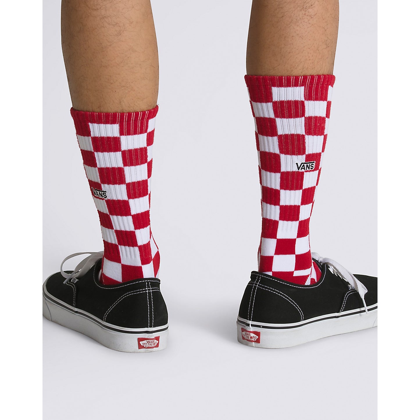 Vans Men's Crew Socks, Red/White Checkerboard