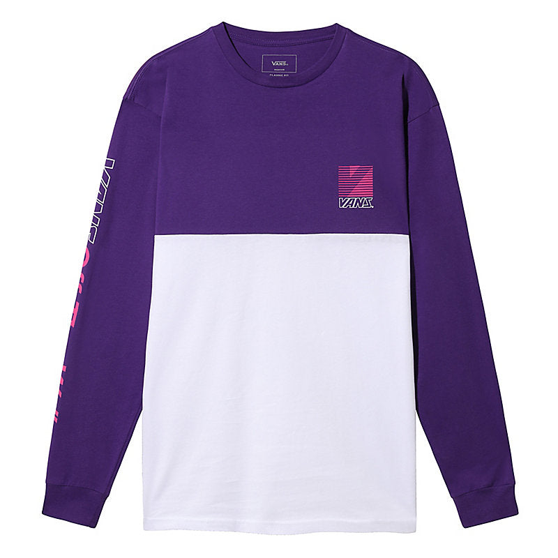 Vans Men's Long Sleeve T-Shirt, (Retro Sport Colorblock) White/Heliotrop