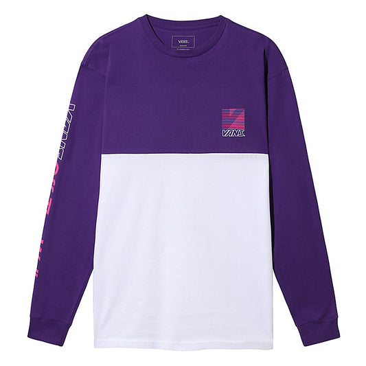 Vans Men's Long Sleeve T-Shirt, (Retro Sport Colorblock) White/Heliotrop