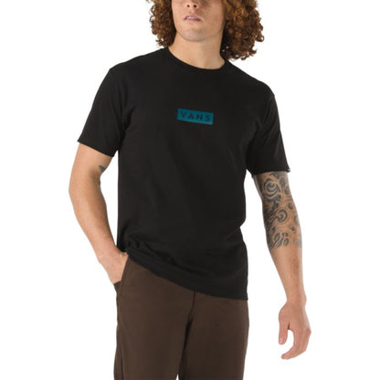 Vans Men's Classic Short Sleeve Tee, (Easy Box) Black/Blue Coral