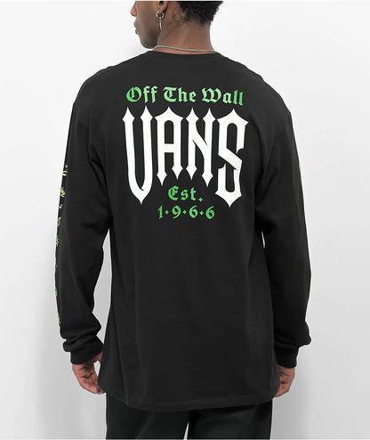 Vans Men's Long Sleeve T-Shirt, (Eyes In The Dark) Black