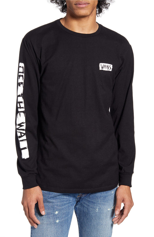 Vans Scratched Vans Long Sleeve T-Shirt, Black