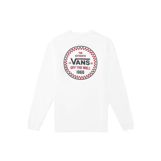 Vans Men's Long Sleeve T-Shirt, (Checker 66) White