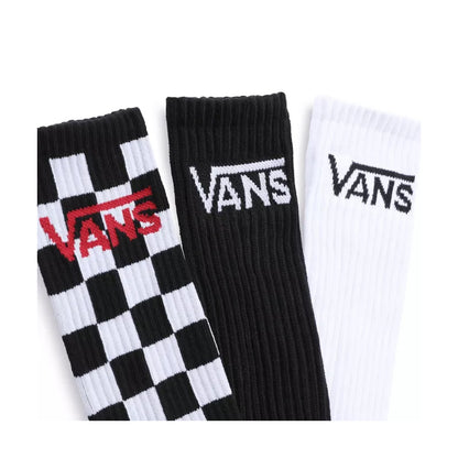 Vans Men's Classic Crew Socks (3 Pairs), Black/White/Checkerboard