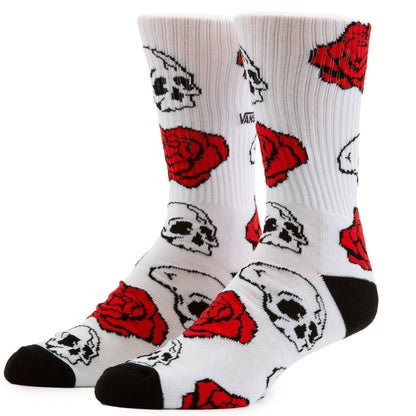 Vans Rhodes Crew Socks, White Skull Roses