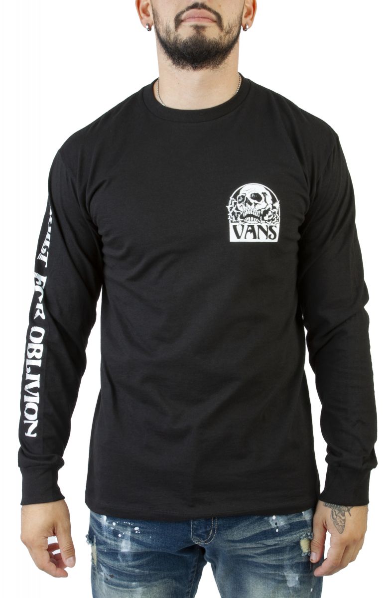 Vans Men's Long Sleeve T-Shirt, (Oblivion Skull) Black