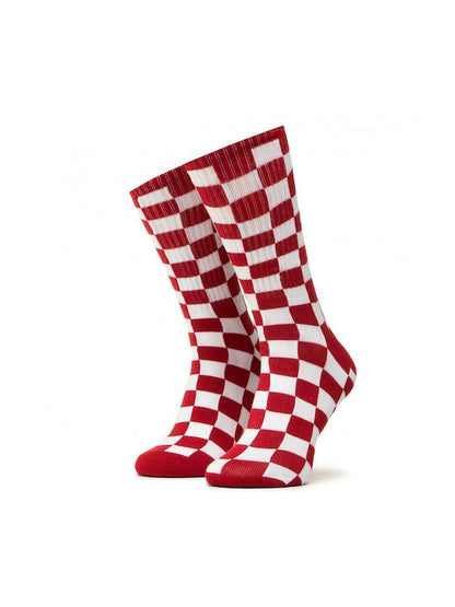 Vans Men's Crew Socks, Red/White Checkerboard