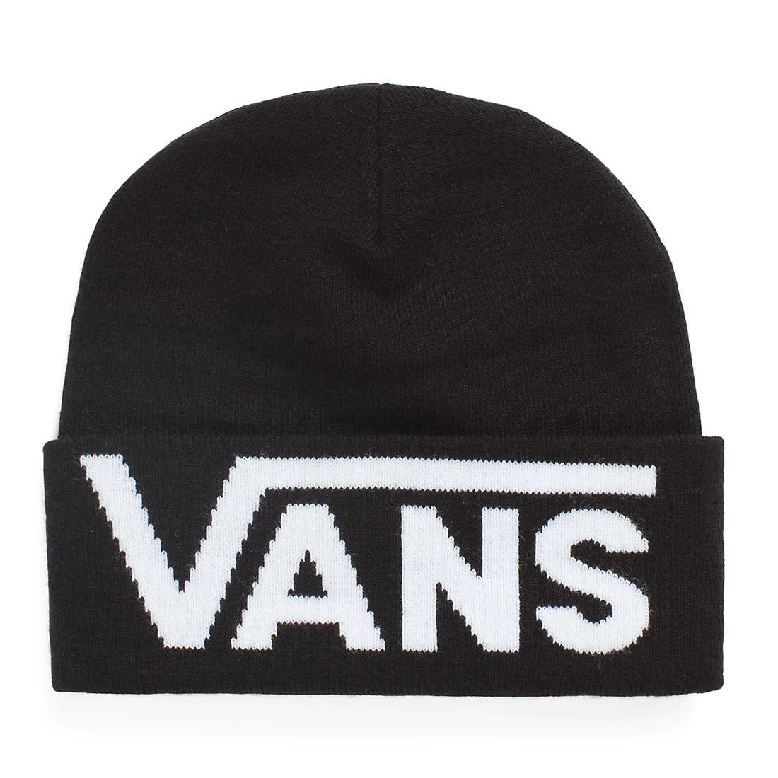 Vans Unisex Beanie, (Tall Cuff - Drop V) Black, One Size