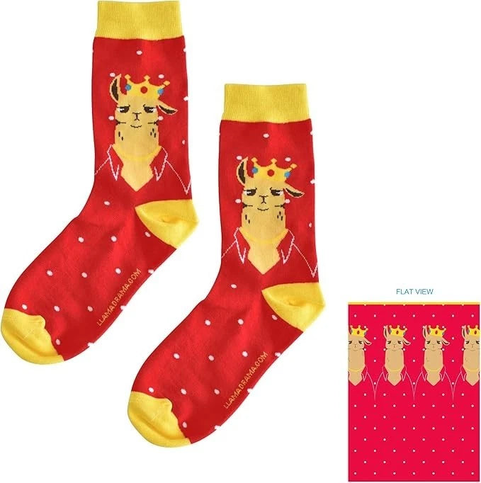 6 Pairs Llama Crew Socks in Premium Gift Box for Teens and Adults