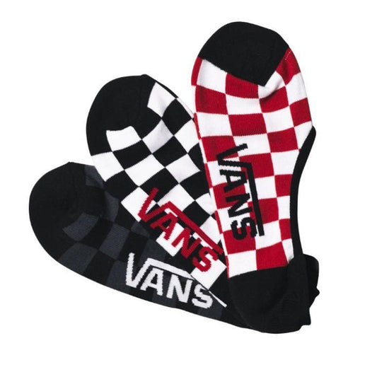 Vans Men's Classic Super No Show Socks 3 Pack, (Checker) Red/White/Charcoal