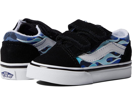 Vans Kids Old Skool V, Blue/Ice Camo Flame (Toddler)