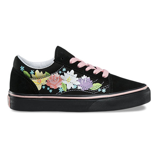 Vans Kids Old Skool, Flower Crown Black/English Rose (Kids)