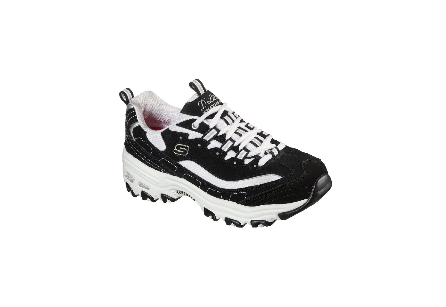 Skechers Women's D'Lites Biggest Fan, Black/White