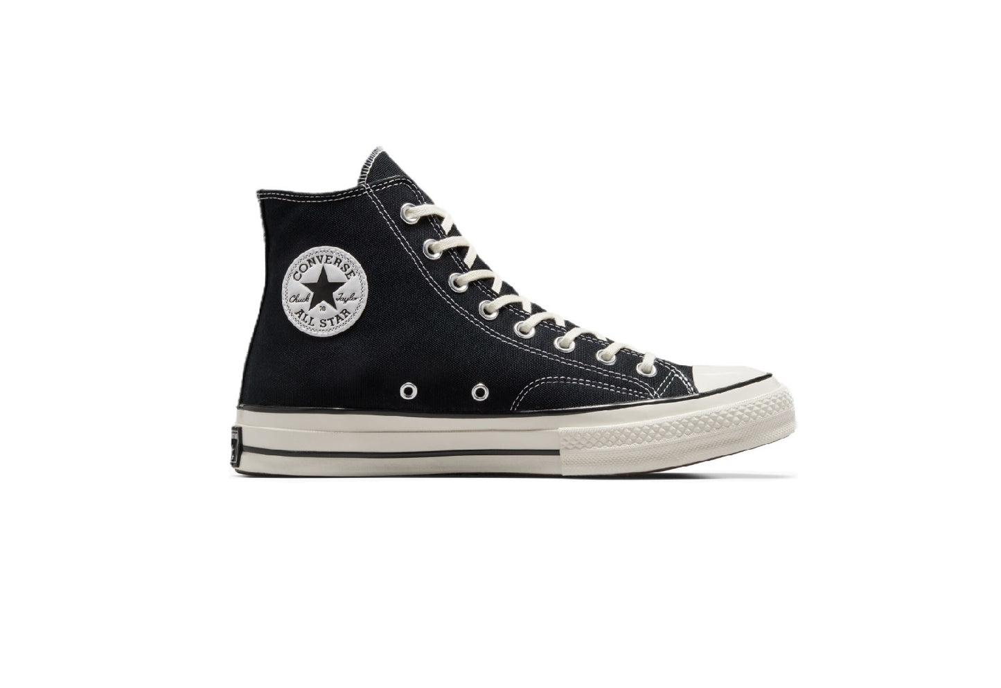 Converse Chuck 70 High Top Vintage Canvas Sneaker, Black/Black/Egret (Men)