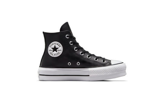 Converse Women's Chuck Taylor All Star Lift Platform High Top Leather Sneaker, Black/Black/White