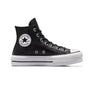 Converse Women's Chuck Taylor All Star Lift Platform High Top Leather Sneaker, Black/Black/White