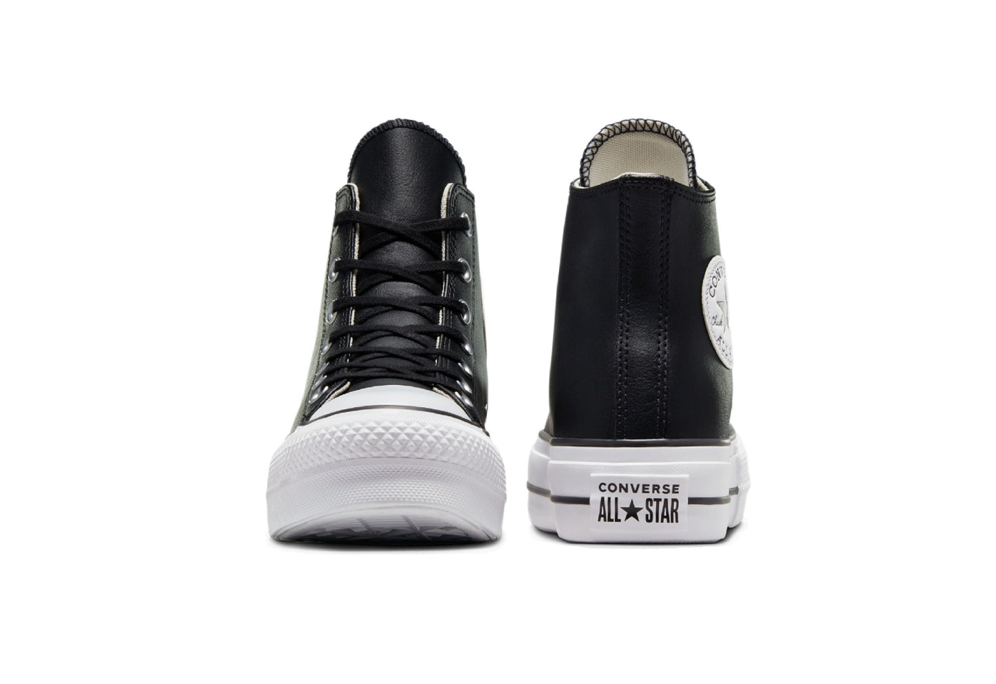 Converse Women's Chuck Taylor All Star Lift Platform High Top Leather Sneaker, Black/Black/White