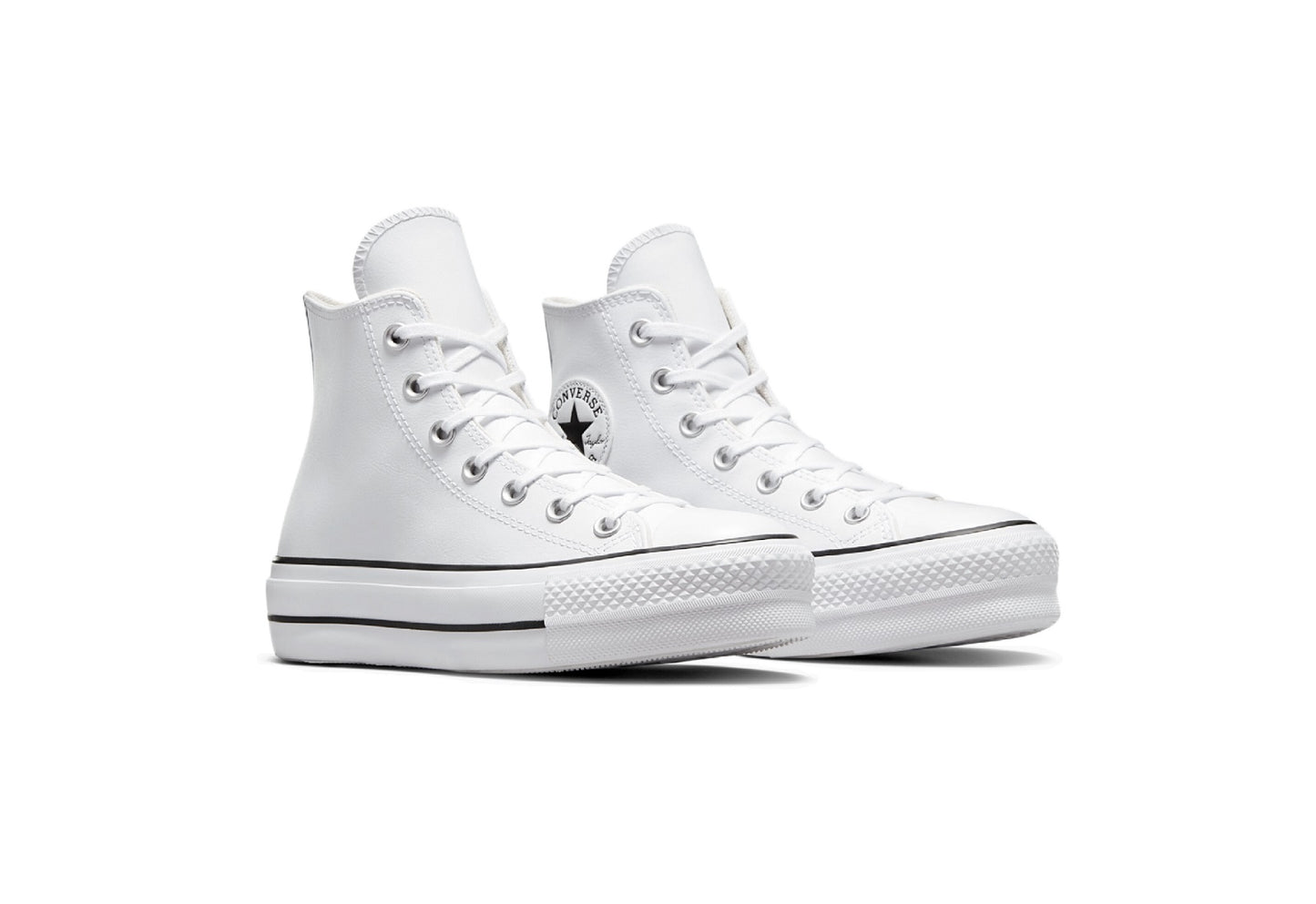 Converse Women's Chuck Taylor All Star Lift Platform High Top Leather Sneaker, White/Black/White