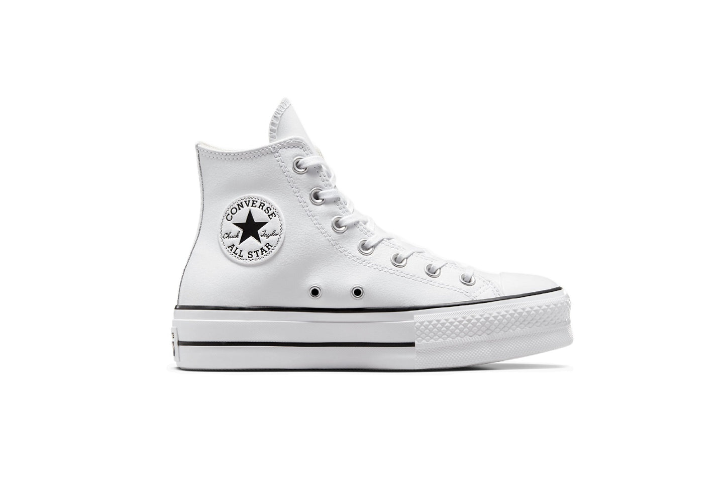 Converse Women's Chuck Taylor All Star Lift Platform High Top Leather Sneaker, White/Black/White