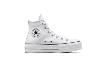 Converse Women's Chuck Taylor All Star Lift Platform High Top Leather Sneaker, White/Black/White