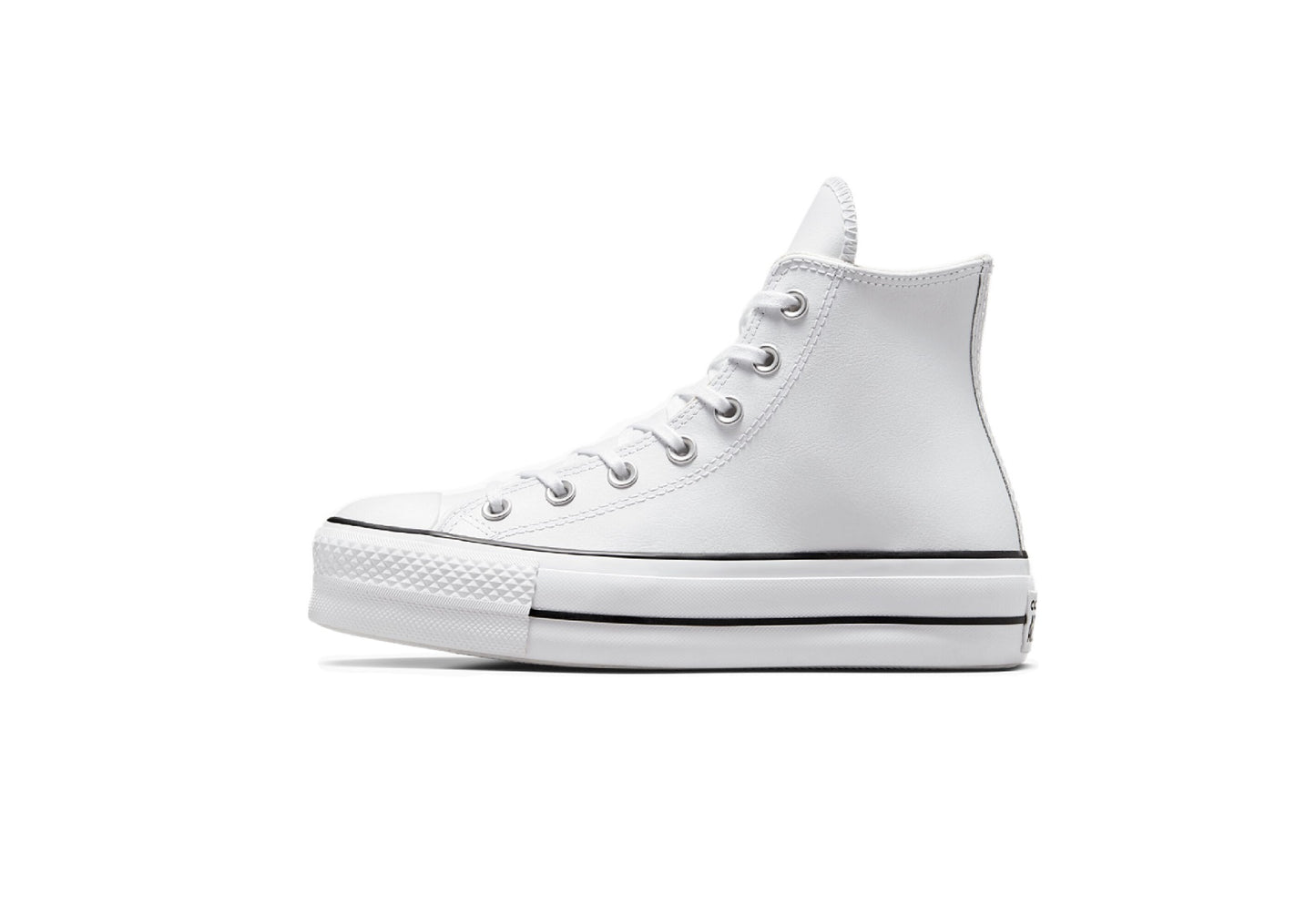 Converse Women's Chuck Taylor All Star Lift Platform High Top Leather Sneaker, White/Black/White