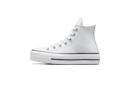 Converse Women's Chuck Taylor All Star Lift Platform High Top Leather Sneaker, White/Black/White