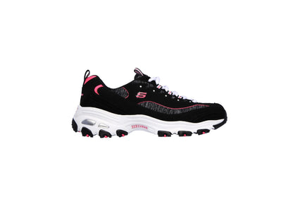 Skechers Women's D'Lites Me Time, Black/Hot Pink