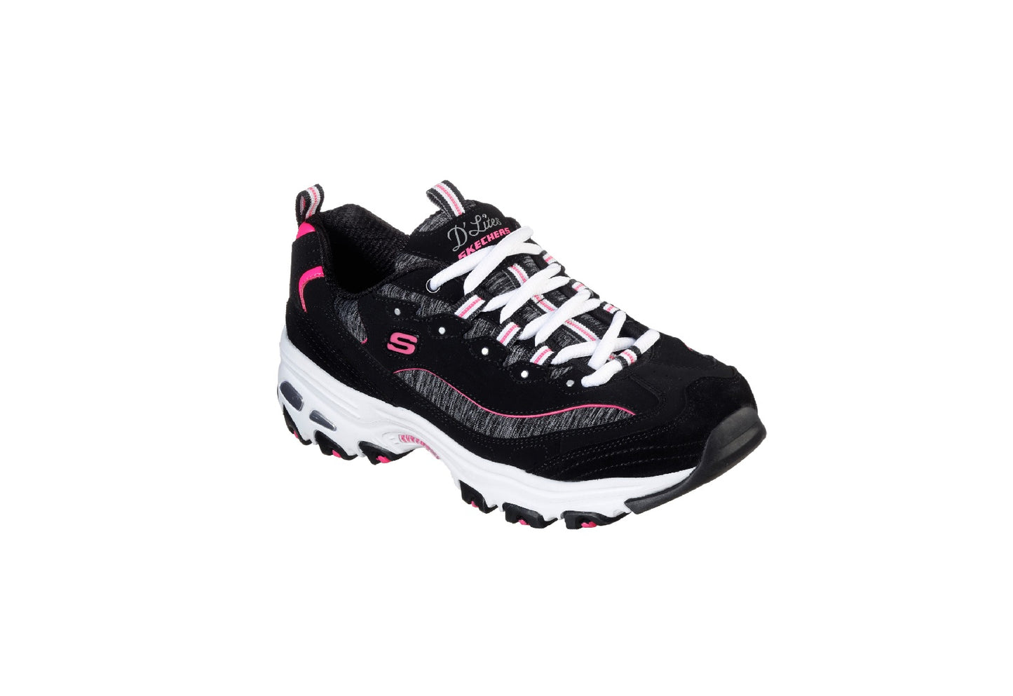 Skechers Women's D'Lites Me Time, Black/Hot Pink