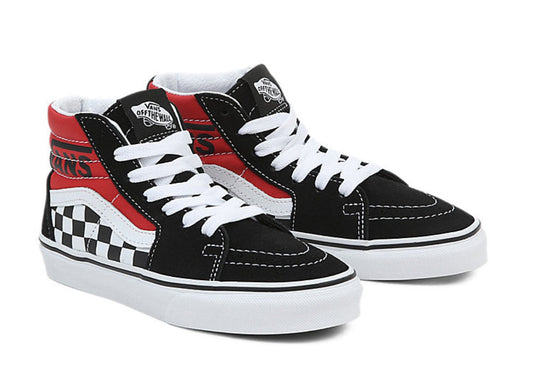 Vans Kids Sk8 Hi, Logo Black/Red (Kids)