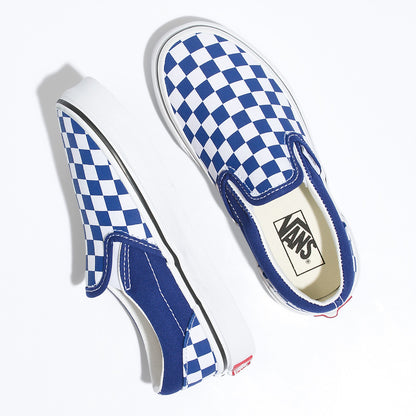 Vans Kids Slip On, Blue Print Checkerboard (Kids)