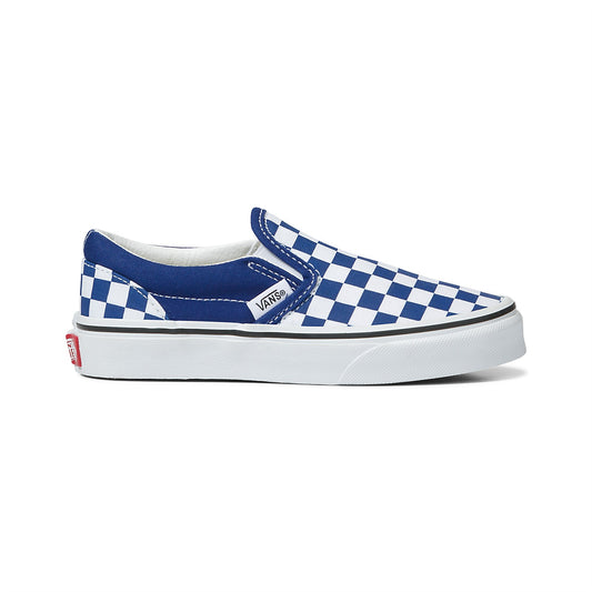 Vans Kids Slip On, Blue Print Checkerboard (Kids)