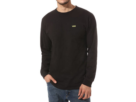 Vans Men Left Chest Hit Long Sleeve T-Shirt, Black/Sulphur Spring