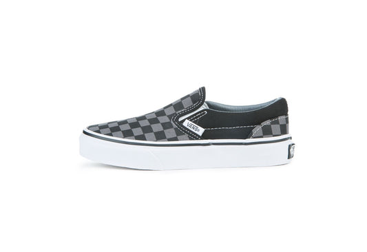 Vans Kids Classic Slip-On, Checkerboard Black/Pewter (Kids)