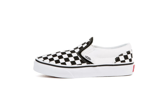 Vans Kids Classic Slip-On, Checkerboard Black/True White (Kids)