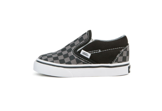 Vans Kids Classic Slip-On, Checkerboard Black/Pewter (Toddler)