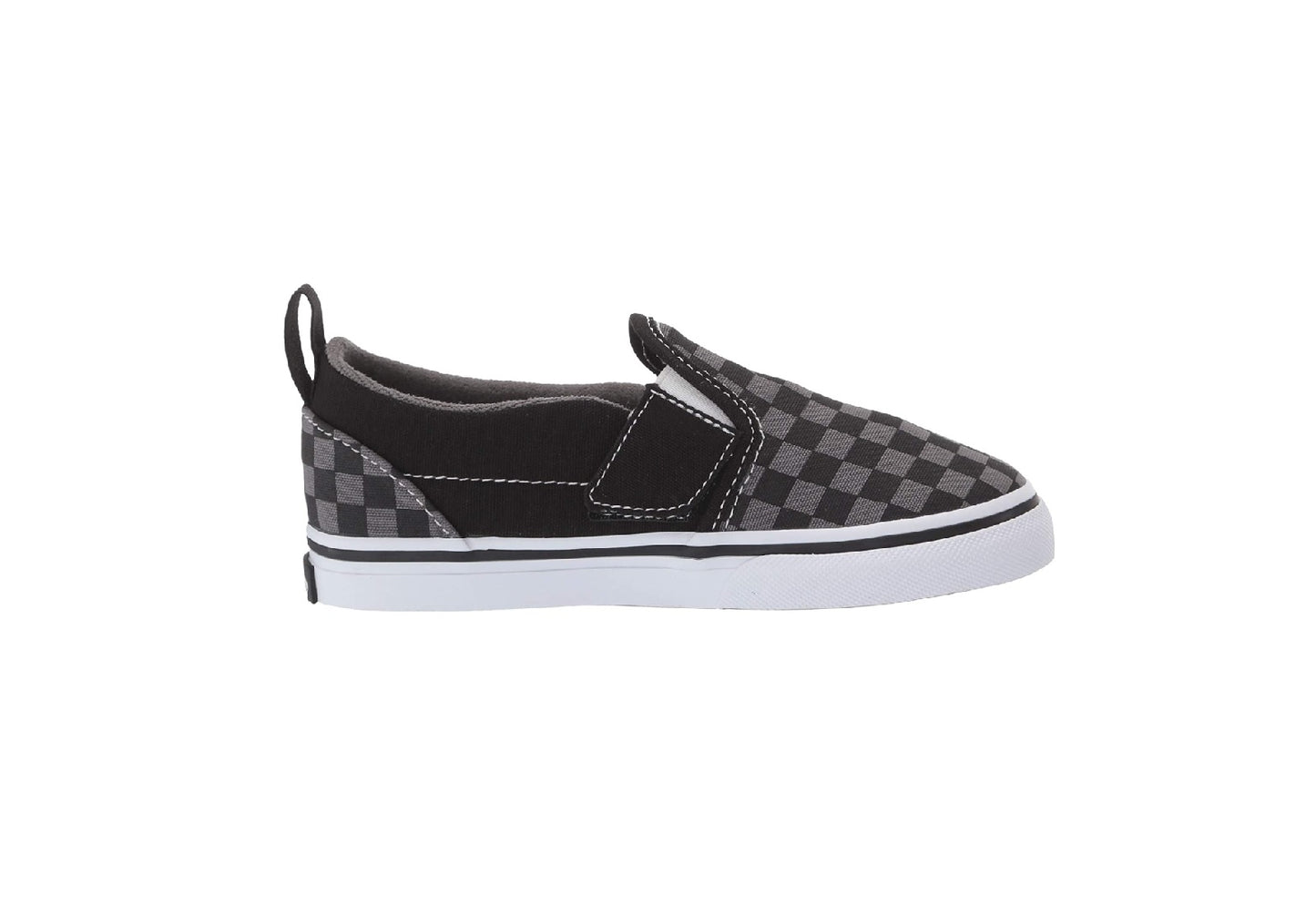 Vans Kids Slip-On V, Black/Pewter Checkerboard (Toddler)